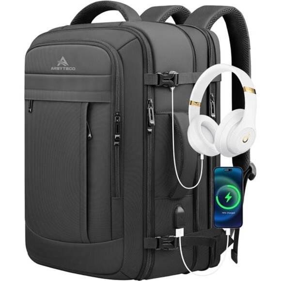 Travel Backpack, 50L Expandable Extra Large Laptop Backpack, Carry On Backpack - Picture 1 of 7